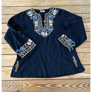 Vintage Tramo Switzerland Octoberfest Embroidered Top Size 40 Women’s Black